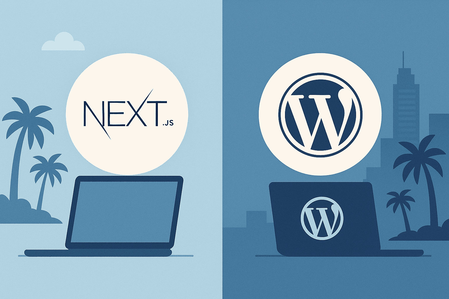 Next.js vs WordPress comparison chart for Gold Coast businesses showing performance metrics and features